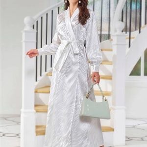 Bishop sleeve satin dress